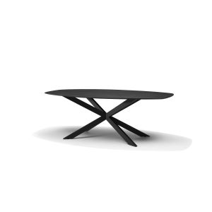 Solar Eetkamertafel 240X110 Bootvorm Mango Zwart 3cm