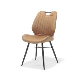 Stoel Quattro zwart stof Soft Cognac
