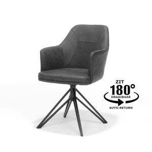 Armstoel Calvin draaivoet zwart Stof Soft Antraciet