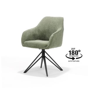 Blues armstoel - Ribstof Groen - draaivoet