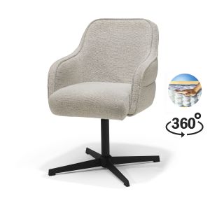 Atlas armstoel Stof Alpine #01 Naturel - 360 Draaibaar frame Zwart 
