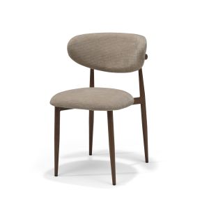Dalton stoel Stof Vibe #21 Taupe - Metaal frame Noten kleur