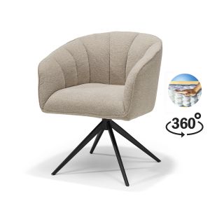 Cocoon armstoel Stof Sahara Linen - 360 Draaibaar frame Zwart