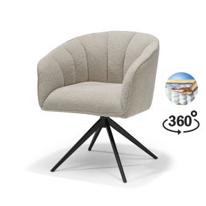 Cocoon armstoel Stof Sahara Mushroom - 360 Draaibaar frame Zwart