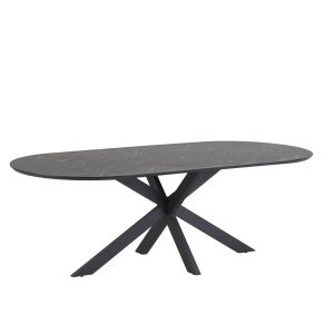 Star eetkamertafel Capsulevorm 190X100 MDF+HPL Zwart Marmer 25MM