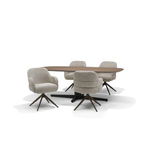 Switch eetkamertafel Deens Ovaal 220X120 HPL1 Casella Eiken+Kolomvoet Preston