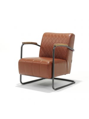 Fauteuil Wilson 2 Zwart PU Kunstleder Jaguar Cognac