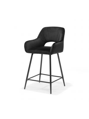 Katy barkruk zwart - Stof Velours Zwart