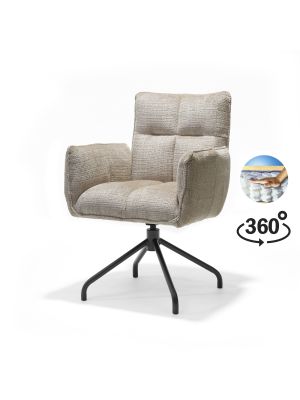 Nova armstoel Stof Cremona #14 Beige - 360 Draaibaar frame zwart P14