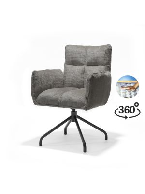 Nova armstoel Stof Cremona #93 Donker Grijs - 360 Draaibaar frame zwart P14