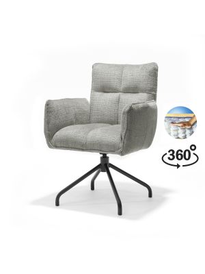 Nova armstoel Stof Cremona #96 Grijs - 360 Draaibaar frame zwart P14