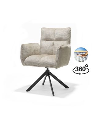 Nova armstoel Stof Cremona #02 Ecru - 360 Draaibaar frame zwart A360