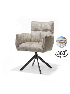 Nova armstoel Stof Cremona #14 Beige - 360 Draaibaar frame zwart A360
