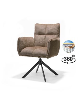 Nova armstoel Stof Cremona #18 Taupe - 360 Draaibaar frame zwart A360