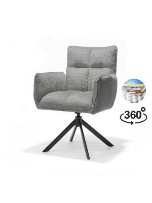Nova armstoel Stof Cremona #85 Licht Grijs - 360 Draaibaar frame zwart A360