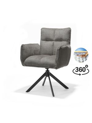 Nova armstoel Stof Cremona #93 Donker Grijs - 360 Draaibaar frame zwart A360