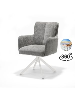 Alex armstoel Stof Cremona #85 Licht Grijs - 360 Draaibaar frame Beige A360