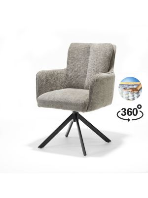 Alex armstoel Stof Cremona #02 Ecru - 360 Draaibaar frame zwart A360