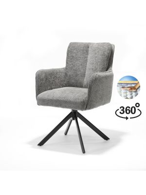 Alex armstoel Stof Cremona #85 Licht Grijs - 360 Draaibaar frame zwart A360
