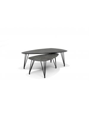 Salontafel SWITCH-TRIO - 130x70 Niervorm Slate Leisteen 45H